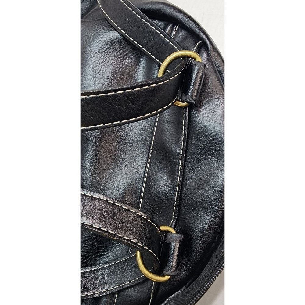 B.O.C. Black Faux Leather Mini Backpack Purse With Adjustable Straps & Gold Acce - Picture 12 of 15